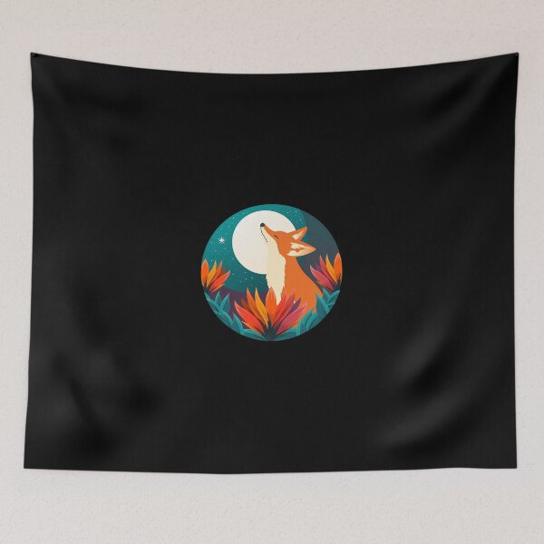 Item preview, Fox Howling at Moon Night Nature Circle Graphic designed and sold by lamercarv.
