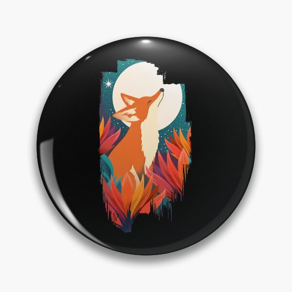 Item preview, Fox Howling at Moon Night Nature Circle Graphic designed and sold by fetzrolfs.