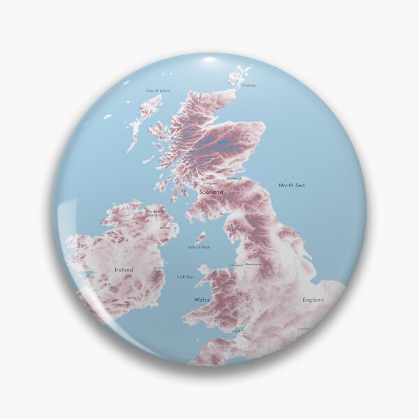 Item preview, British Isles and Ireland Labeled Relief 3D Map digitally-rendered designed and sold by ThinkAboutMaps.