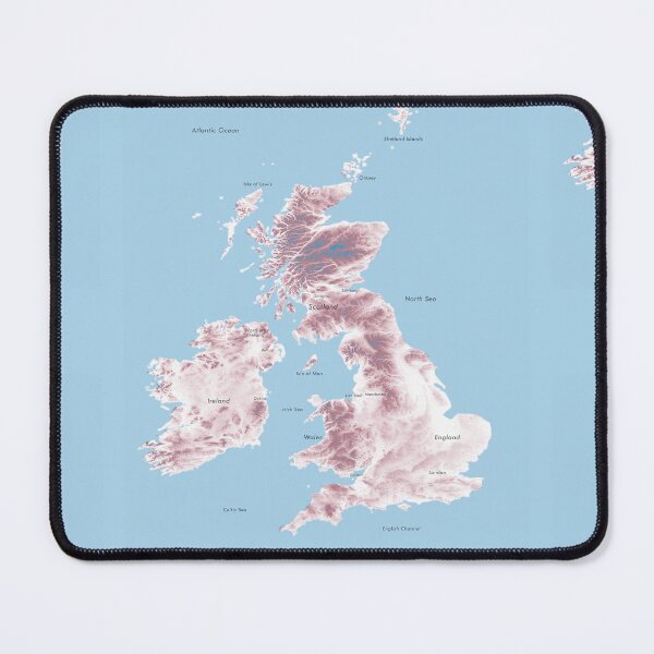 Item preview, British Isles and Ireland Labeled Relief 3D Map digitally-rendered designed and sold by ThinkAboutMaps.