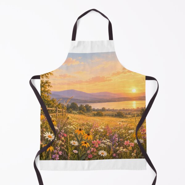 Item preview, Wildflower Meadow Golden Hour Landscape Wall Art designed and sold by LearnFunStore.