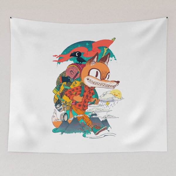 Item preview, Fox Hiking - Colorful Mountain Art designed and sold by DGMaxShop.