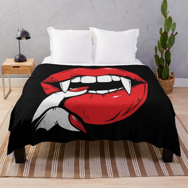 Item preview, Vampire Red Lips On Black Background Retro Sexy Horror designed and sold by AmayaSingleton.