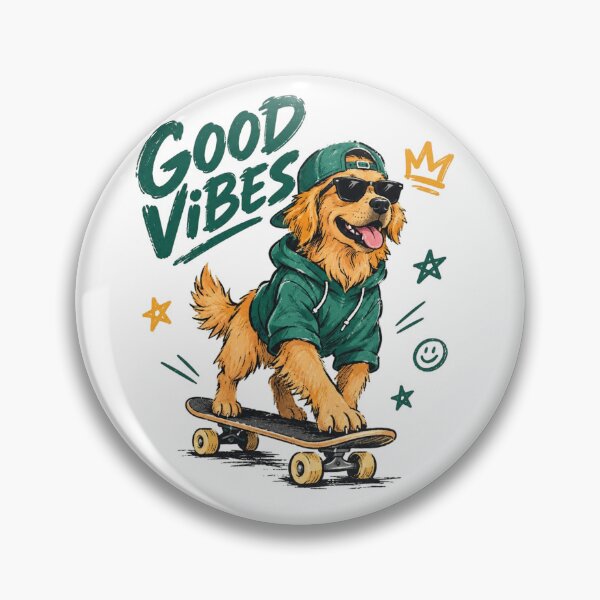 Item preview, Good Vibes Skateboarding Dog – Retro Cute Animal T-Shirt Design designed and sold by LarkLeaf.