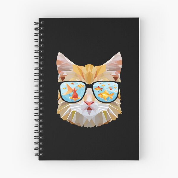 Item preview, Geometric Cat with Goldfish Reflection Eyeglasses Art designed and sold by helencacu.