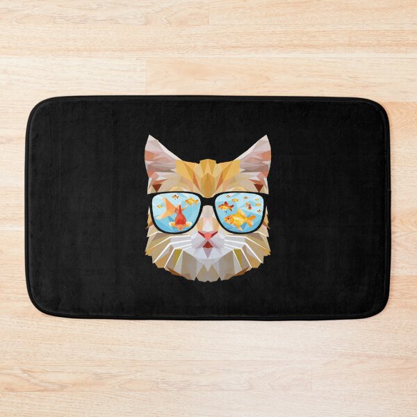 Item preview, Geometric Cat with Goldfish Reflection Eyeglasses Art designed and sold by helencacu.