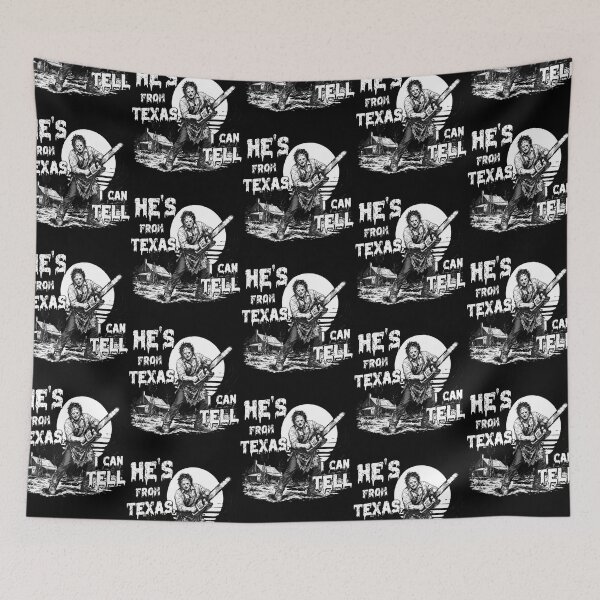 Item preview, Hes From Texas I Can Tell Chainsaw Horror Halloween Graphic designed and sold by RealestInternet.