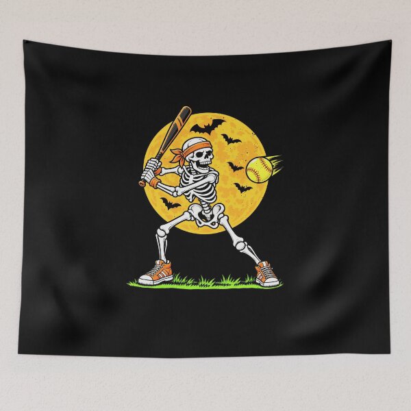 Item preview, Funny Skeleton Softball Halloween Moon Art designed and sold by elderberry.