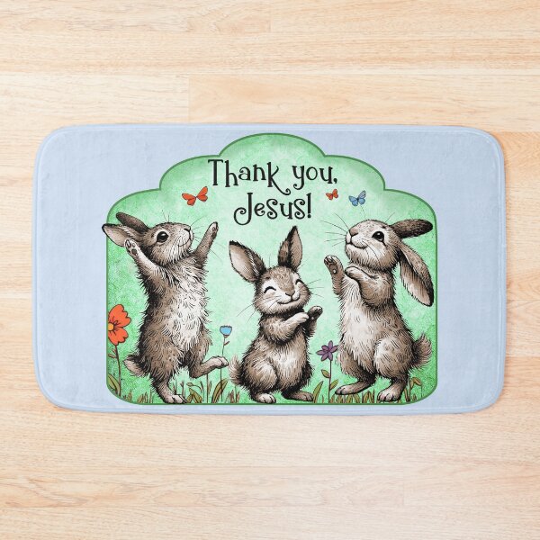 Item preview, Whimsical Cottontail Rabbits Thank Jesus With Delight designed and sold by Lion and Lamb Design.