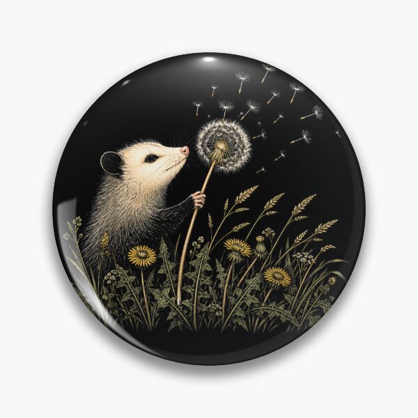 Item preview, Opossum Making A Dandelion Floral Wildflower Wish Vintage  designed and sold by OMITTEROMINOUS.