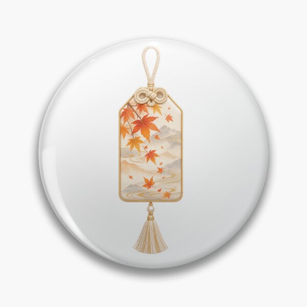 Artikelvorschau, Anhänger im japanischen Omamori-Stil mit Herbstahornmotiv entworfen und verkauft von LuminaKage.