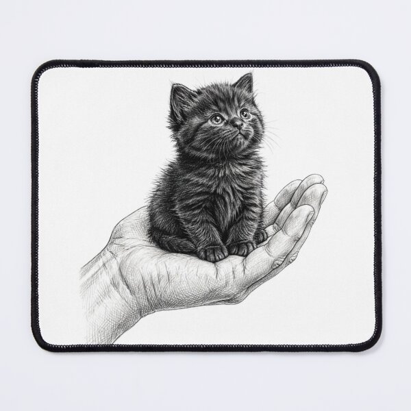 Item preview, Tiny Black Kitten On Hand - Cute Fluffy Cat designed and sold by ThePrintArt.