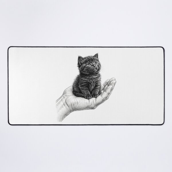 Item preview, Tiny Black Kitten On Hand - Cute Fluffy Cat designed and sold by ThePrintArt.