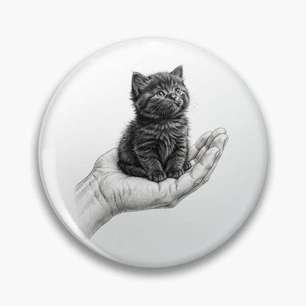 Item preview, Tiny Black Kitten On Hand - Cute Fluffy Cat designed and sold by ThePrintArt.