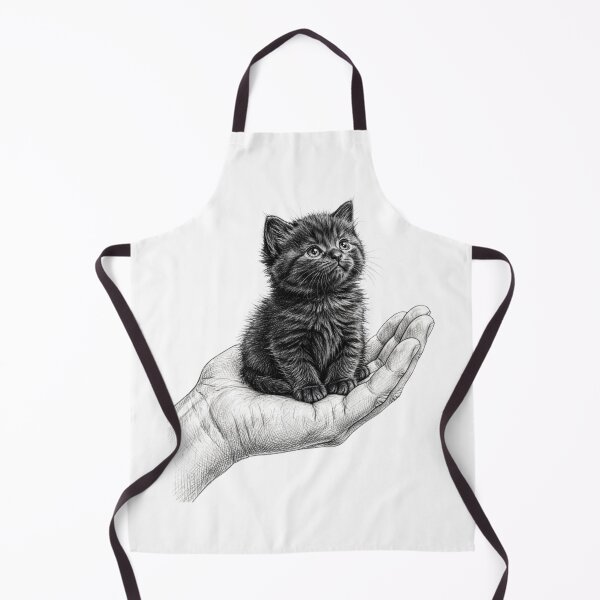 Item preview, Tiny Black Kitten On Hand - Cute Fluffy Cat designed and sold by ThePrintArt.