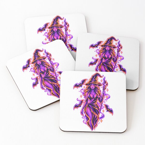 Item preview, Neon Witch and Bats Halloween designed and sold by QuiteOrbit.