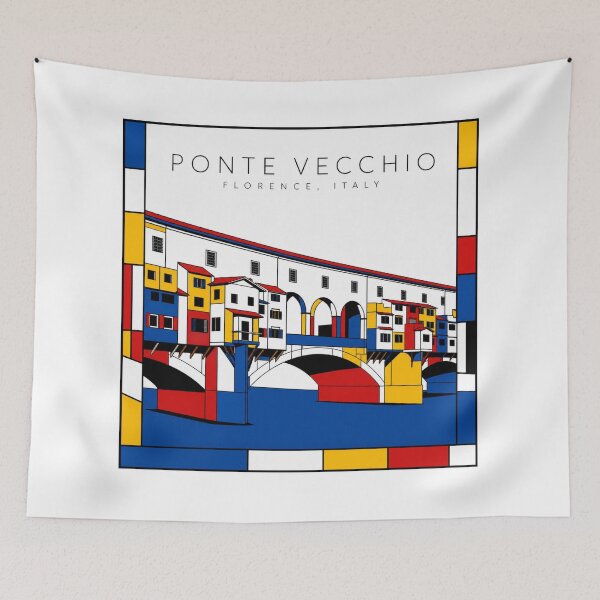 Item preview, Ponte Vecchio Florence Mondrian Style 3D Poster designed and sold by CMYKStudio.