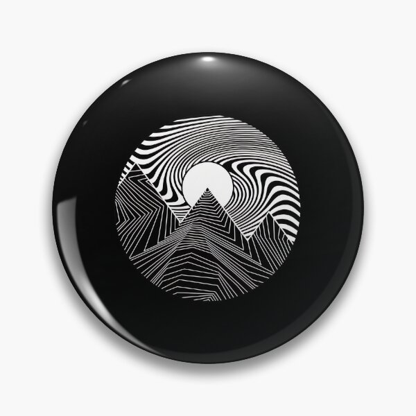 Item preview, Geometric Mountain Sun Optical Illusion Round Art designed and sold by wyrichbosle.