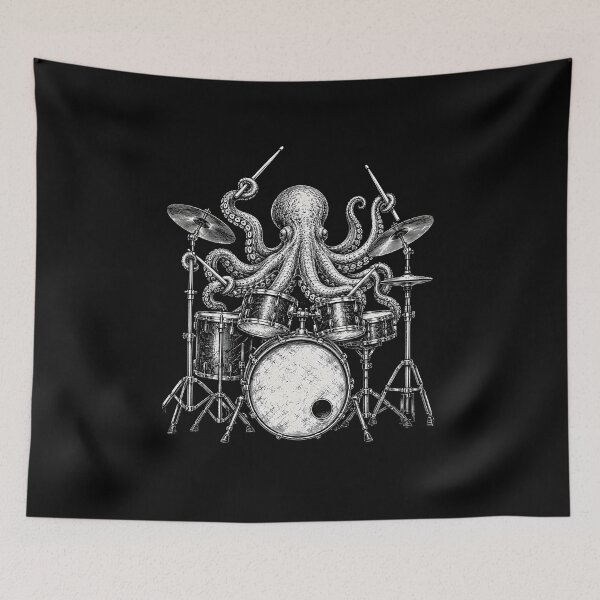 Item preview, Octopus Playing Drums  designed and sold by CelidaBonde.