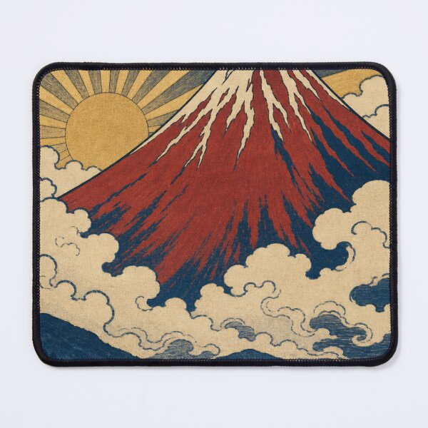 Item preview, Red Mount Fuji Sunrise Ukiyo-e Woodblock Art designed and sold by vekotpu.