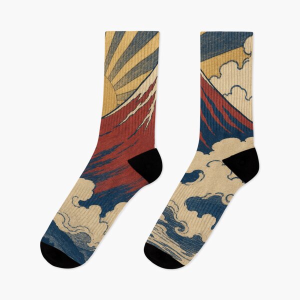 Item preview, Red Mount Fuji Sunrise Ukiyo-e Woodblock Art designed and sold by vekotpu.