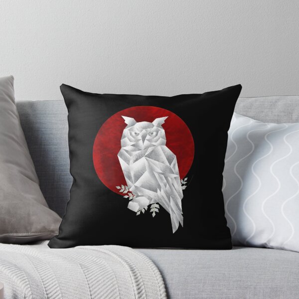 Item preview, Geometric Owl Red Moon Black Polygonal Bird Art designed and sold by sotospor.