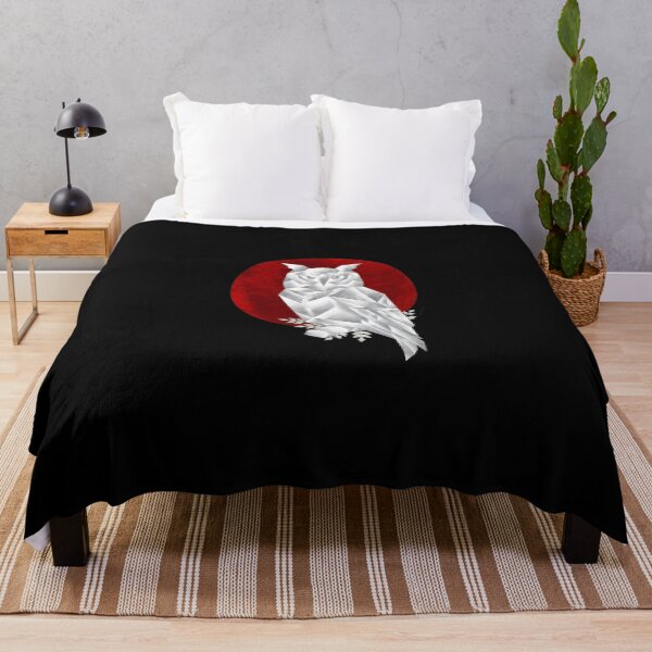 Item preview, Geometric Owl Red Moon Black Polygonal Bird Art designed and sold by sotospor.