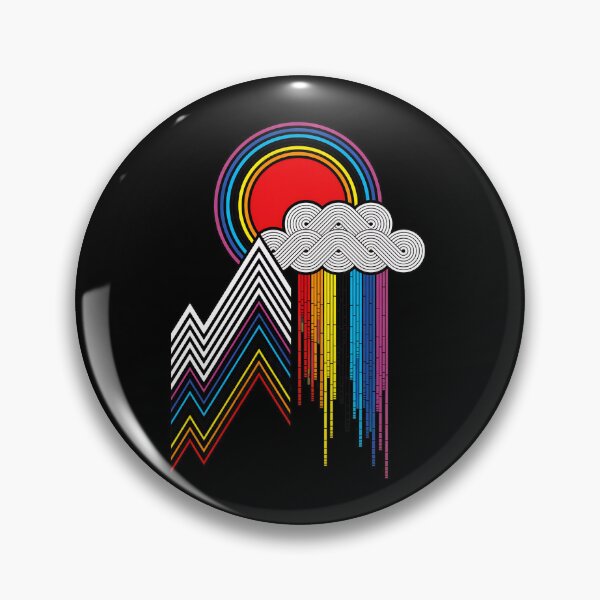 Item preview, Geometric Rainbow Mountain Sun Cloud Art designed and sold by fetzrolfs.