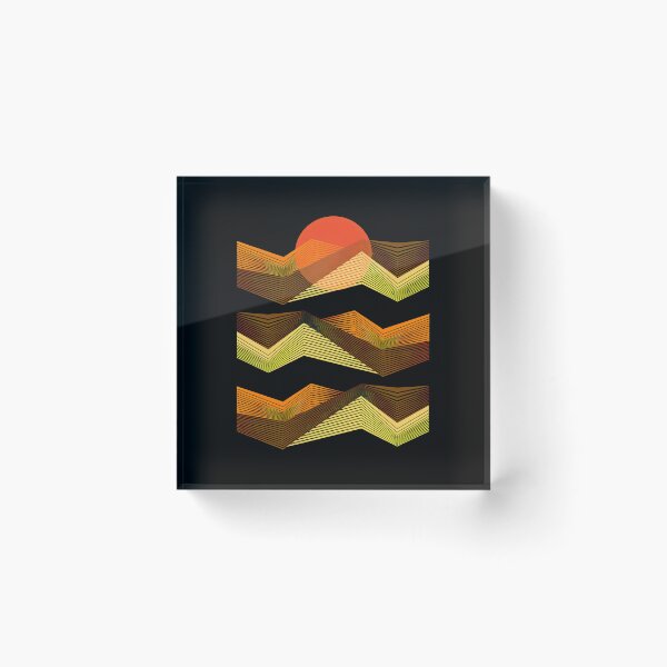 Item preview, Geometric Sunset Mountain Landscape Artwork designed and sold by fetzrolfs.