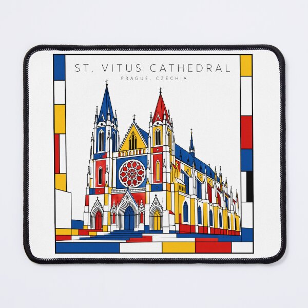 Item preview, St Vitus Cathedral Prague Mondrian Style 3D Poster designed and sold by CMYKStudio.