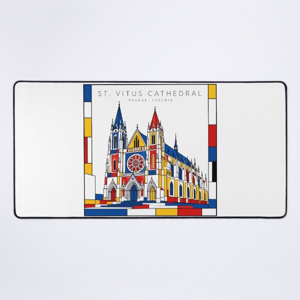 Item preview, St Vitus Cathedral Prague Mondrian Style 3D Poster designed and sold by CMYKStudio.