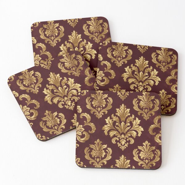 Item preview, Gothic Velvet Burgundy and Gold Baroque Damask Motif designed and sold by jjagani.