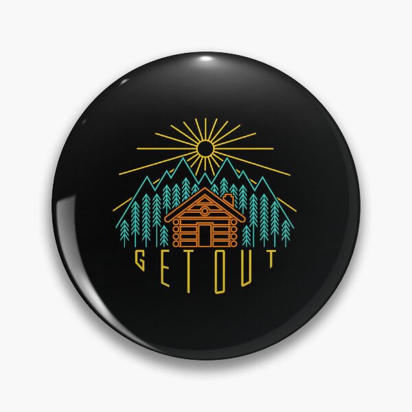 Item preview, Get Out Cabin Mountains Nature Retro Line Art designed and sold by lamercarv.