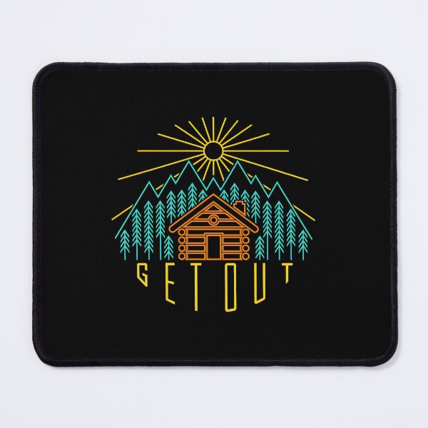 Item preview, Get Out Cabin Mountains Nature Retro Line Art designed and sold by lamercarv.