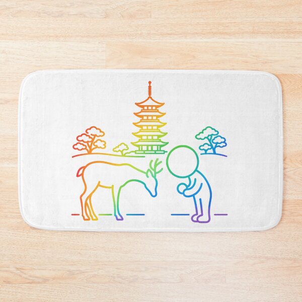 Item preview, Bowing Deer in Nara Park - Colorful Rainbow Japan Travel Pictogram designed and sold by japan-picto.
