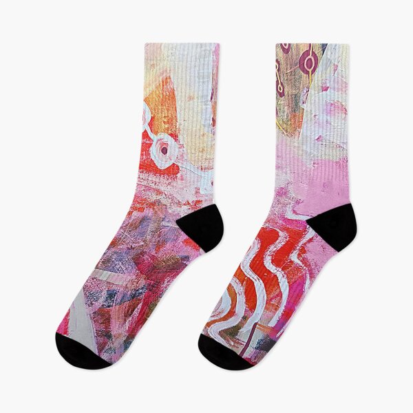 Item preview, Pink, red, orange abstract with geometric circuit‑like patterns designed and sold by NathalieLeRiche.
