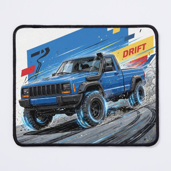Item preview, Blue Comanche Drift - Jeep MJ Pickup Truck Drifting Art designed and sold by redkat-4.