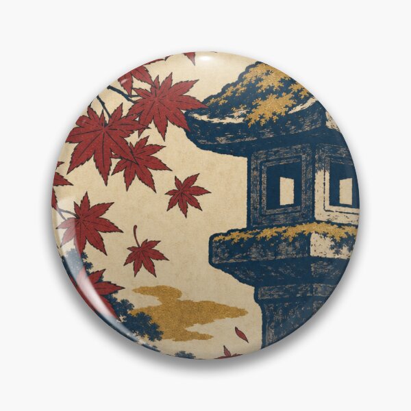 Item preview, Japanese Stone Lantern Autumn Maple Ukiyo-e Woodblock Art designed and sold by vekotpu.