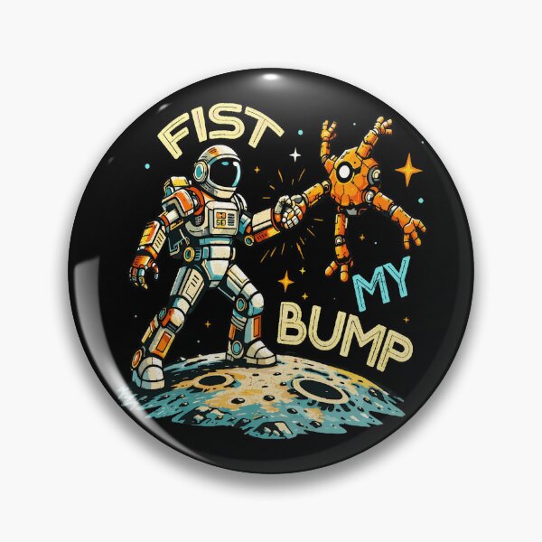Item preview, Astronaut Robot Fist Bump Moon Retro Space designed and sold by ZalynnDu.
