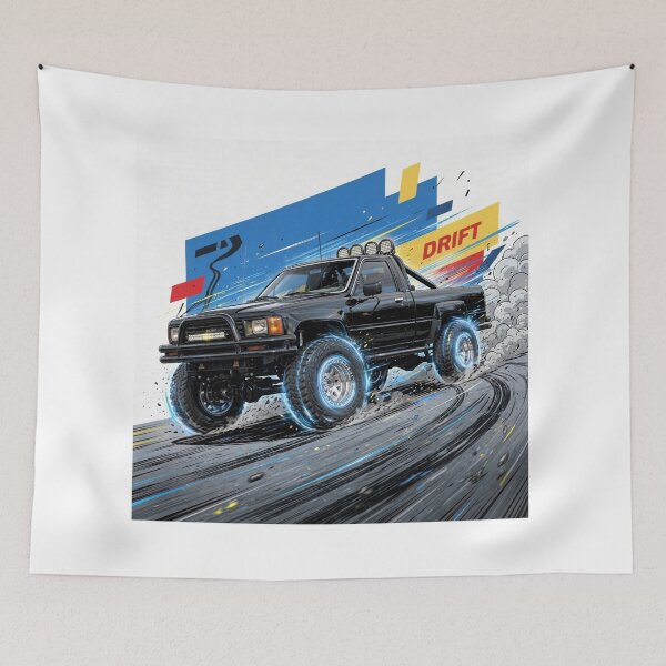 Item preview, Black Toyota Hilux Drift - 4x4 Pickup Drifting Comic Art designed and sold by redkat-4.