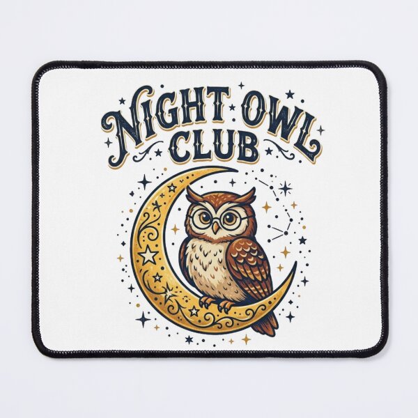 Item preview, Night Owl Club Cute Owl Moon Vintage Design designed and sold by meghnad.