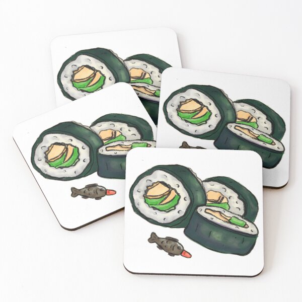 Item preview, Cute Sushi Roll Illustration Kawaii Japanese Food Art designed and sold by alanamaeart.