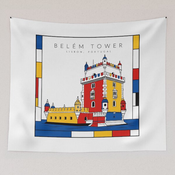 Item preview, Belem Tower Lisbon Mondrian Style 3D Poster designed and sold by CMYKStudio.