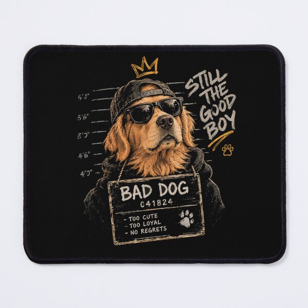 Item preview, Still The Good Boy - Mugshot Golden Retriever Streetwear designed and sold by GenZFashion000.