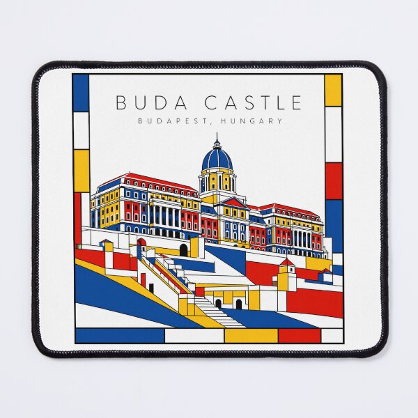 Item preview, Buda Castle Budapest Mondrian Style 3D Poster designed and sold by CMYKStudio.