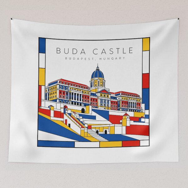 Item preview, Buda Castle Budapest Mondrian Style 3D Poster designed and sold by CMYKStudio.