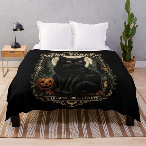 Item preview, Moon Forest Black Cat Vintage Halloween Label Halloween designed and sold by LiviuGligoros.