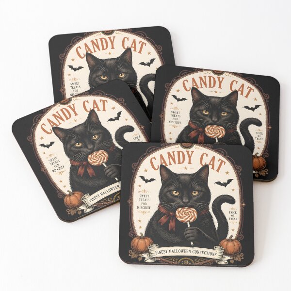 Item preview, Black Cat Candy Club Vintage Halloween Label Halloween designed and sold by OliviaHayesArt.