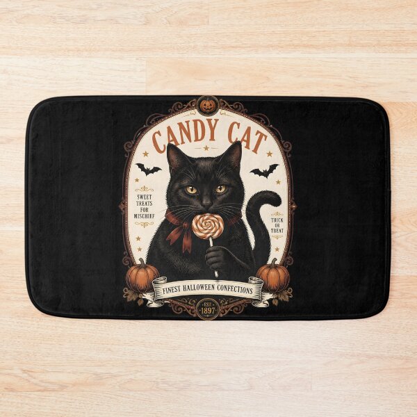 Item preview, Black Cat Candy Club Vintage Halloween Label Halloween designed and sold by OliviaHayesArt.