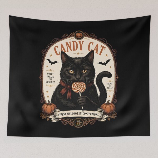 Item preview, Black Cat Candy Club Vintage Halloween Label Halloween designed and sold by OliviaHayesArt.